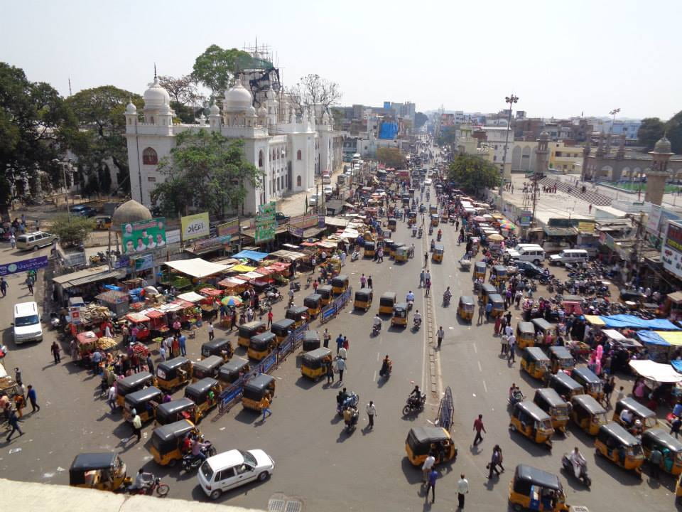 The view of the city from on top of Charminar, one of Hyderabad's most famous attractions.