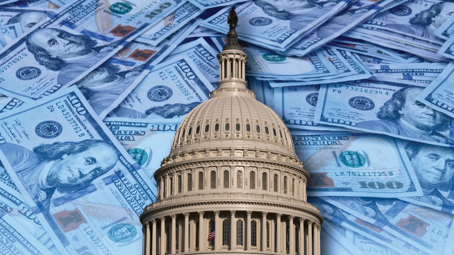 The US Capitol dome set again 100 dollar bills