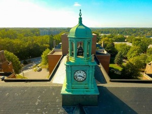 bird's eye view of Stephens Hall clock tower