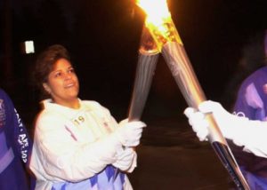 Mariana Lebron with the Olympic Torch