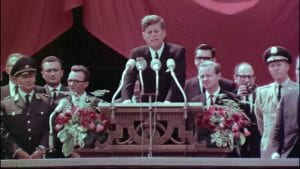 Photo of President John F. Kennedy giving his "Ich bin ein Berliner" speech. (Berlin, 1963)