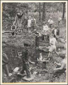 Students of the Lida Lee Tall School catching bugs and exploring the Glen in 1942.