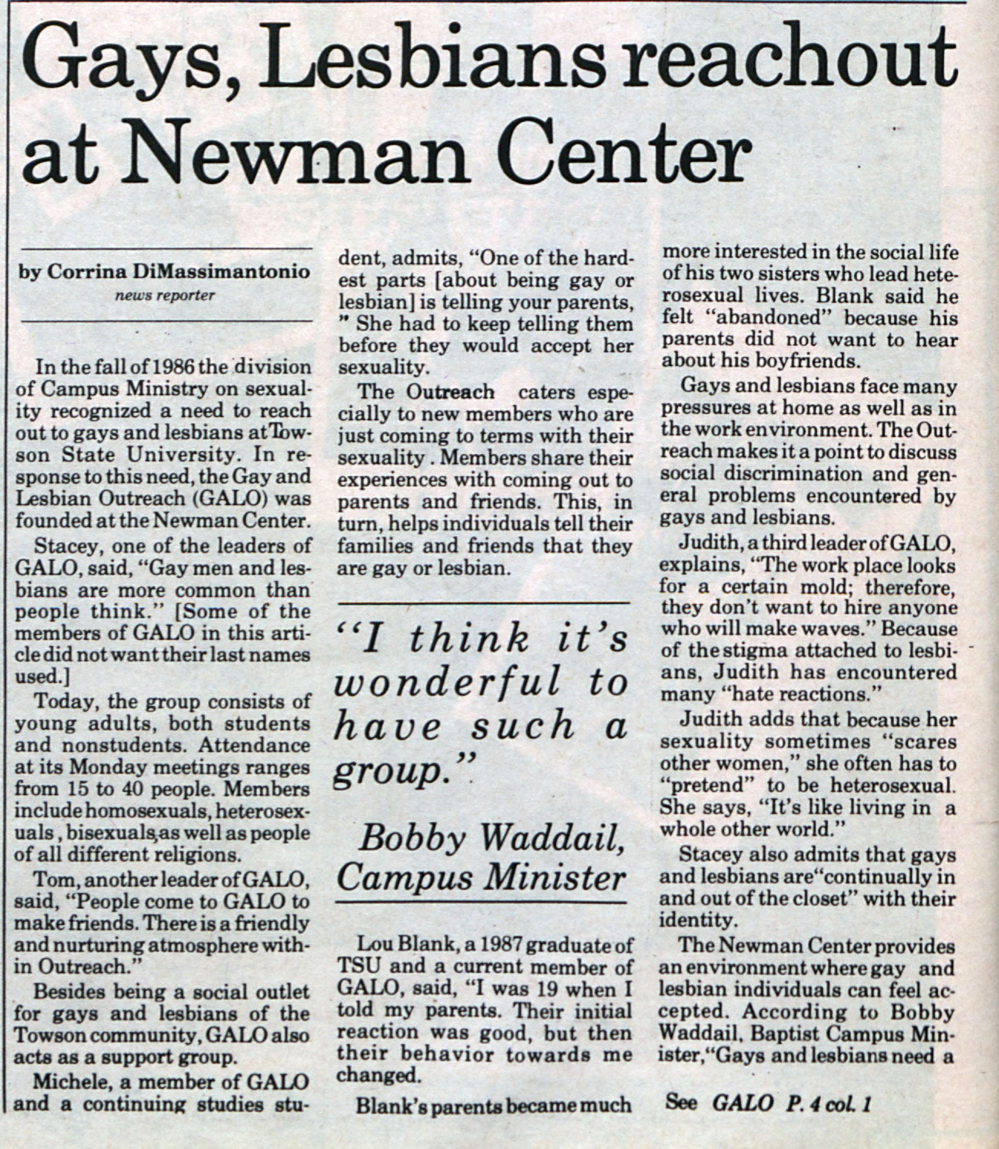 October 6, 1988 Towerlight article